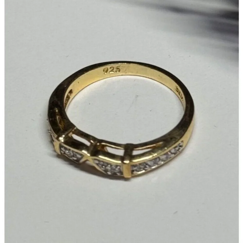 925 STERLING SILVER GOLD PLATED CZ RING SIZE 8.5
